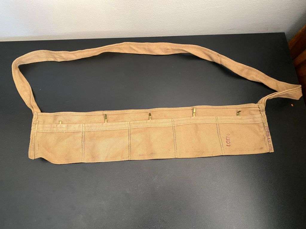 COTTON (DISPOSABLE BANDOLIER) FOR .303 AMMONUTION ,LOADED IN STRIPPER CLIPS-ALSO USED IN RHODESIA BY