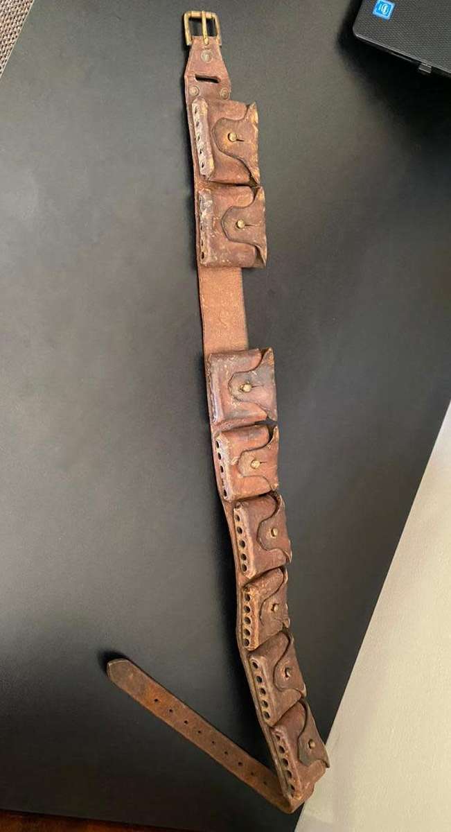 BOER WAR 8 POUCH MAUSER BANDOLIER-OVERALL LENGTH 112CM-STILL GOOD CONDITION-CONSIDERING AGE