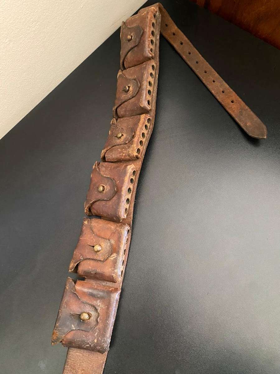 BOER WAR 8 POUCH MAUSER BANDOLIER-OVERALL LENGTH 112CM-STILL GOOD CONDITION-CONSIDERING AGE