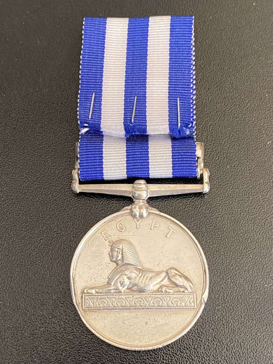 FULL SIZE SILVER EGYPT MEDAL-1882-89 WITH SUAKIN 1885 CLASP-AWARDED TO 40657 GUN.R TIERNAN S/1. SCO: