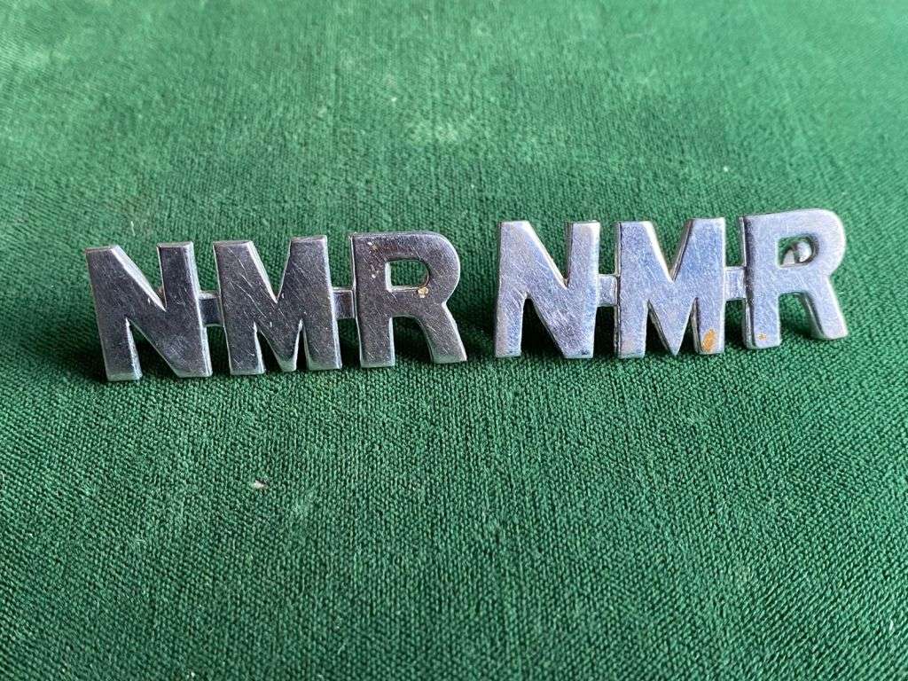 NATAL MOUNTED RIFLES CHROMED SHOULDER TITLE PAIR-LUGS INTACT