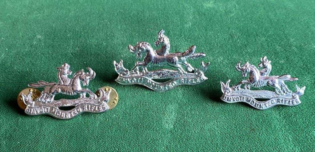 UMVOTI MOUNTED RIFLES,CHROME CAP AND COLLARS-WORN POST 1968-LUGS + PINS INTACT