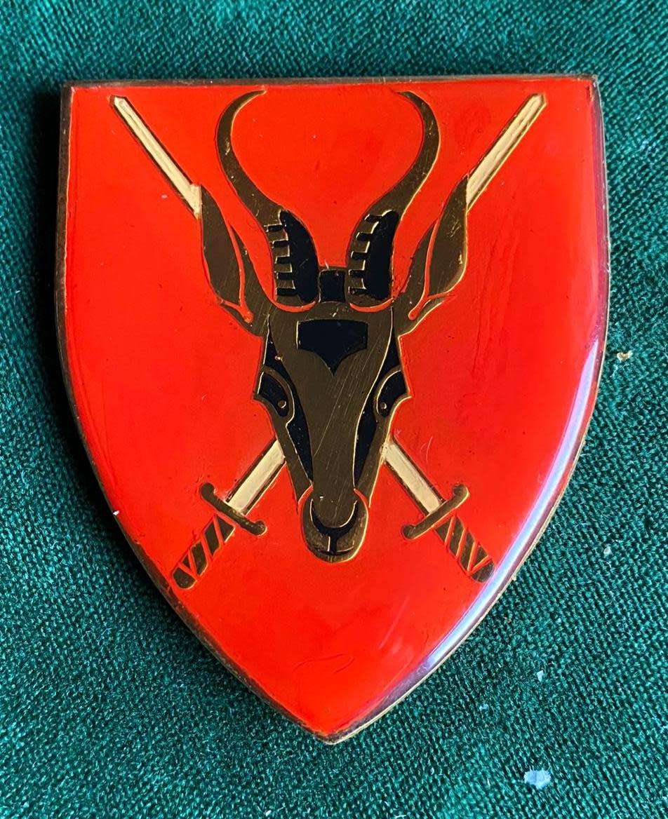 SA ARMY HQ BLACK IN HORNS -1ST ISSUE FLASH-ORIGINAL-NO PINS-SILICONE CAN BE REMOVED