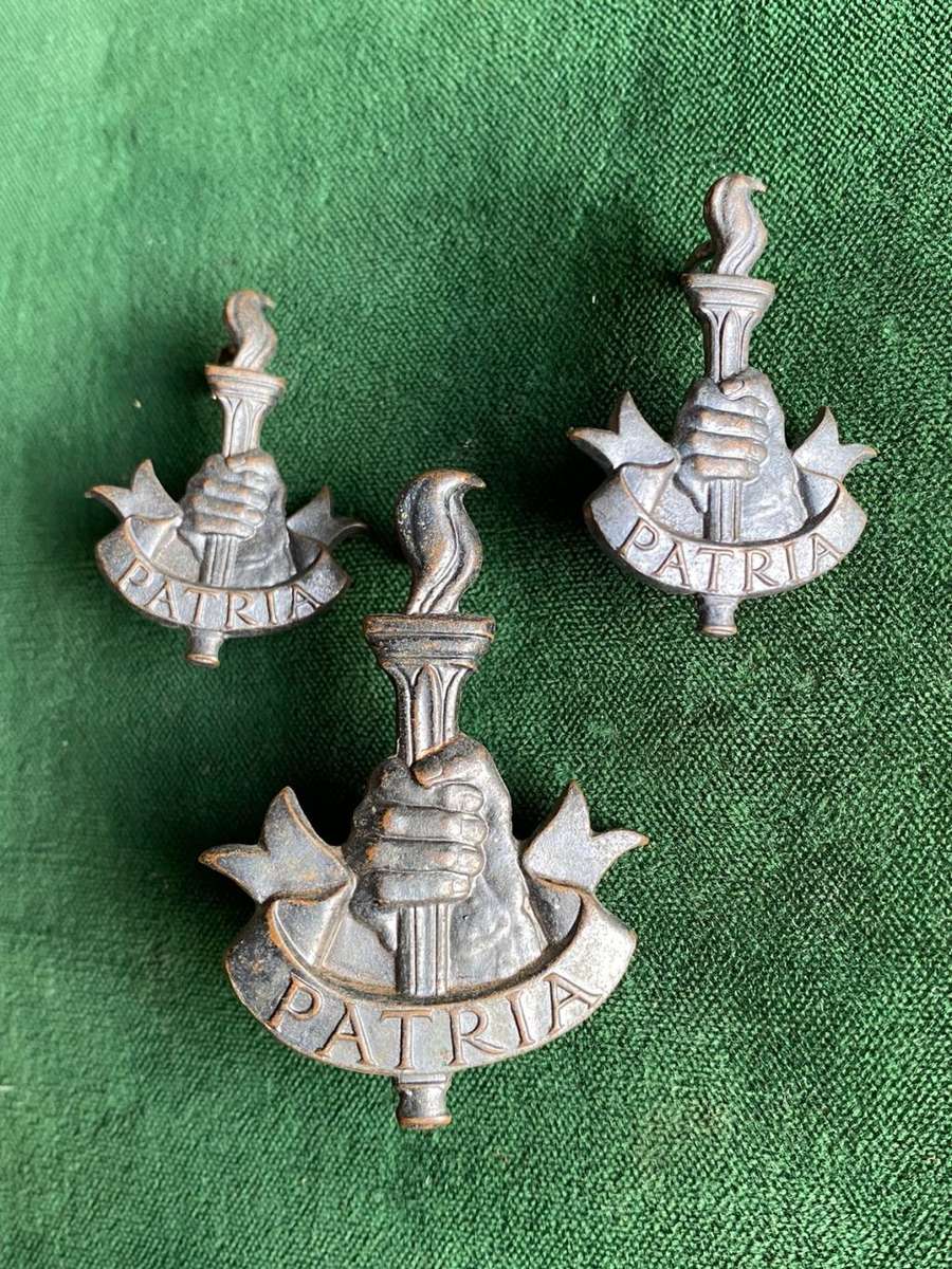 YOUTH TRAINING BRIGADE-BLACKENED BRONZE CAP AND COLLARS BADGE- WORN 1941-46-  LUGS INTACT