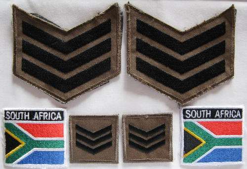 SANDF RANK & FLAG BADGES - 6 IN TOTAL.