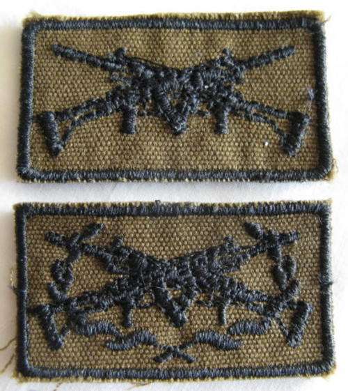 SWA CLOTH MARKSMAN & SHARPSHOOTER BADGES.