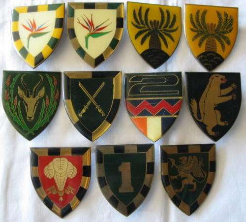 FLASH - SA INFANTRY FLASHERS 11 IN TOTAL SOME COLOUR VARIATIONS.  8 PINS MISSING.