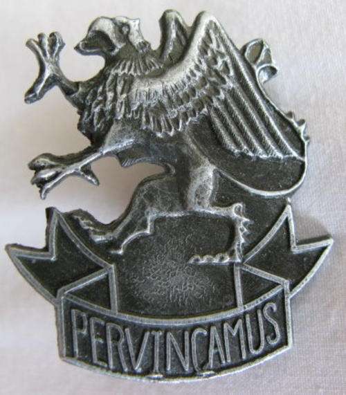 3 SA INFANTRY TRAINING UNIT CAP BADGE - APPROVED 1986.  GREY METAL VARIATION - 2 X LUGS.