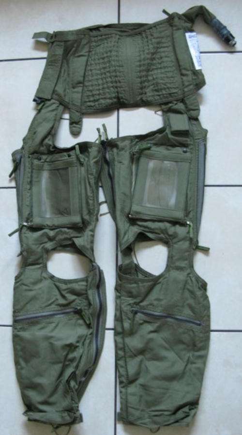 SAAF - FIGHTER PILOTS G-SUIT LABELLED & DATED 1986.  SIZE LARGE-EXTRA LONG.