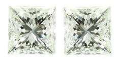 EXTREME !!! TOP WHITE BRILLIANT PRINCESS CUT DIAMOND SIMULANT PAIR - 0.50 CT