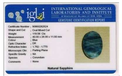 MUSEUM SIZE - 119.58 CT - !!! CERTIFIED !!! NATURAL BLUE SAPPHIRE - REAL VALUE - MUCH MORE THAN ...R