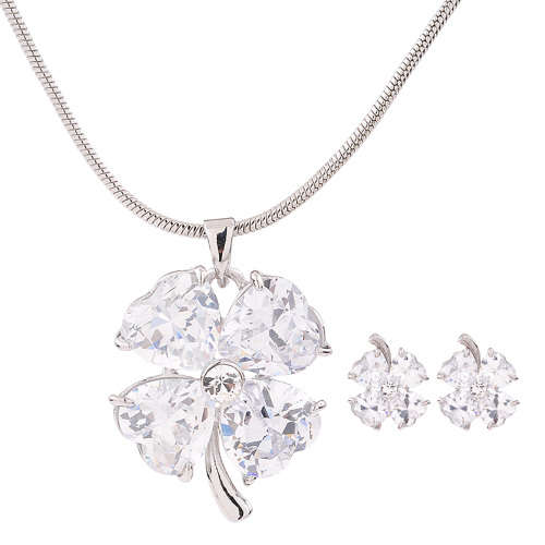 4 Leafed Clover Swarovski Jewellery Set