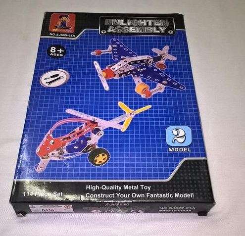 Super Build it Play & Learn - 2 MODELS - Die Cast Steel Self Assembly Metal Set  Aeroplane & Chopper