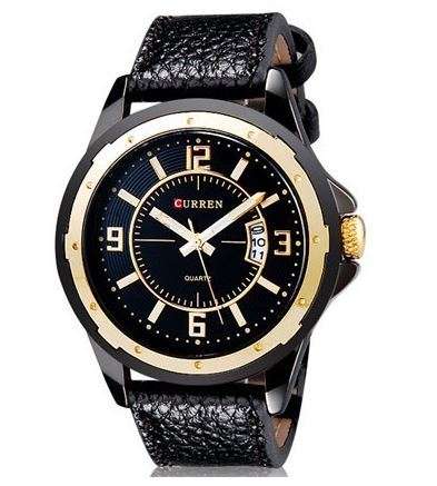 Luxury Business Golden CURREN Quartz With Date Leather Wrist Watch