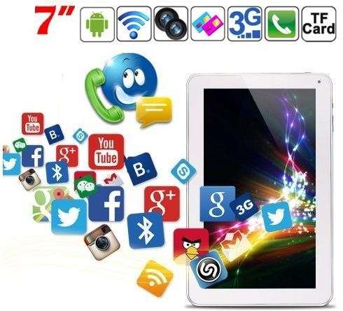 7" 3G Android Tablet Smartphone, Dual SIM Cards, Dual Cameras, GPS, Wi-Fi, Bluetooth - Silver