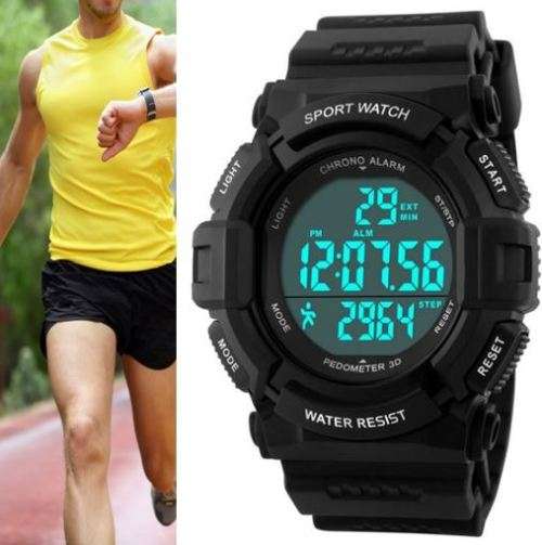 Luxury Chronograph & Water Resistant LED PEDOMETER & Fitness Sport Wrist Watch