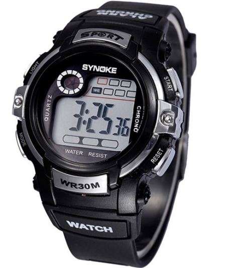 Silver Chrono LED Sports Wrist Watch, Date & Time, Digital, Alarm, Stopwatch etc With Silicone Strap