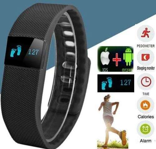 Bluetooth OLED Smartwatch & Fitness Bracelet with Pedometer for Samsung & Android Phones BLACK