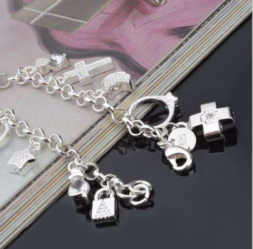 Exquisite 925 Silver Stamped Solid Fill Charm Bracelet in Complimentary Gift Box