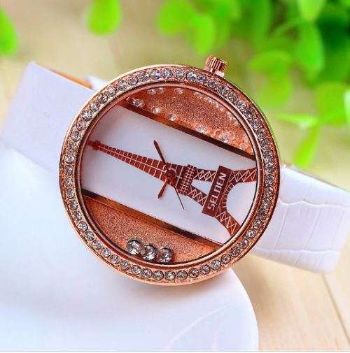 Equisite Rosegold Paris Eiffel Tower Diamante Ladies Wrist Watch by Relogio Feminino
