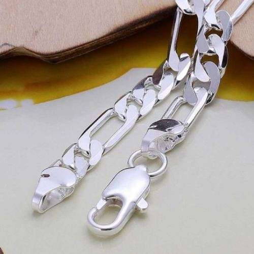 Retro Men's Fashion 925 Sterling Silver Link Chain Bracelet