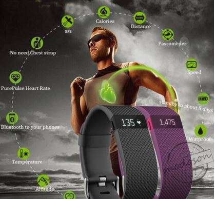 Bluetooth OLED Smartwatch & Fitness Bracelet with Pedometer for Samsung & Android Phones BLACK