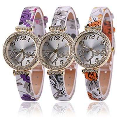 Elegant Ladies Crystal Quartz Love Wrist Watch