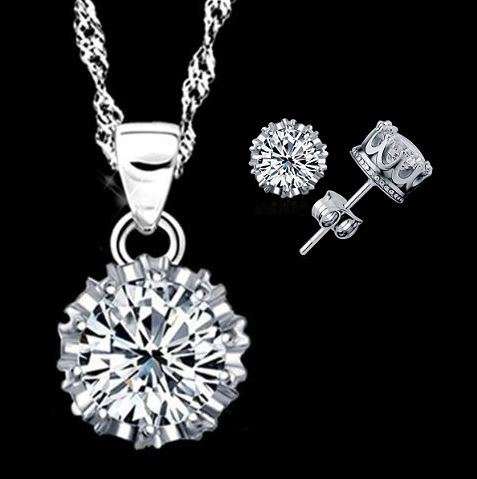 Exquisite 925 Sterling Silver Twisted Chain Cubic Zirconia Jewelry Set in Complimentary Gift Box