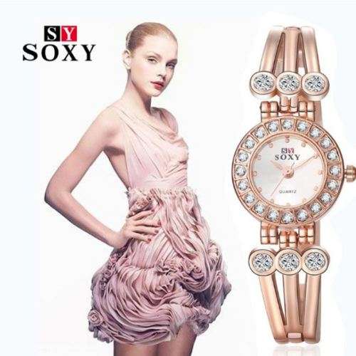 Elegant Ladies Rosegold SOXY Brand Wrist Watch With Swarovski Elements - Exquisite Detail
