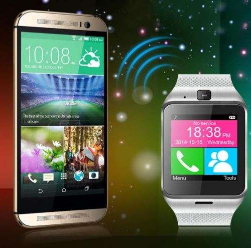 Smartphone Wrist Watch -  SIM CARD, Bluetooth, Camera, Sleep Monitor, SD Card, MP3 etc. - Silver