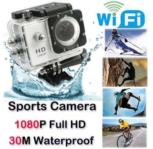 2" HDMI HDR 1080P Action Sport Cam - WI-FI, Waterproof, LCD Screen, Remote Control FULL SET - SILVER