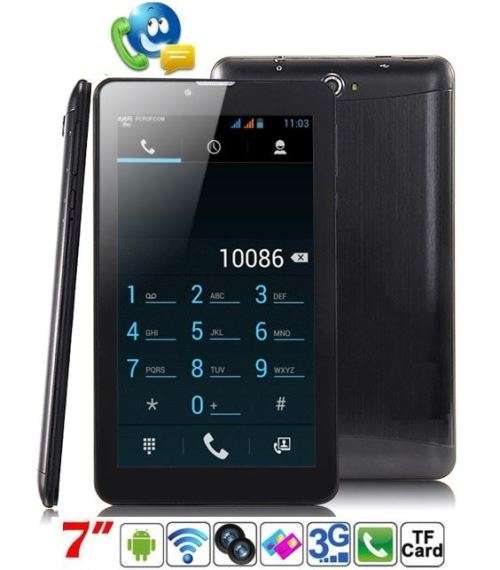 7" Android Smartphone Tablet, Wi-Fi, 3G, Dual Sim Cards, Dual Cameras, Touch Screen, GPS, - Black