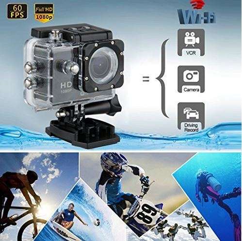 2" HDMI HDR 1080P Action Sport Cam - WI-FI, Waterproof, LCD Screen, Remote Control FULL SET - BLACK