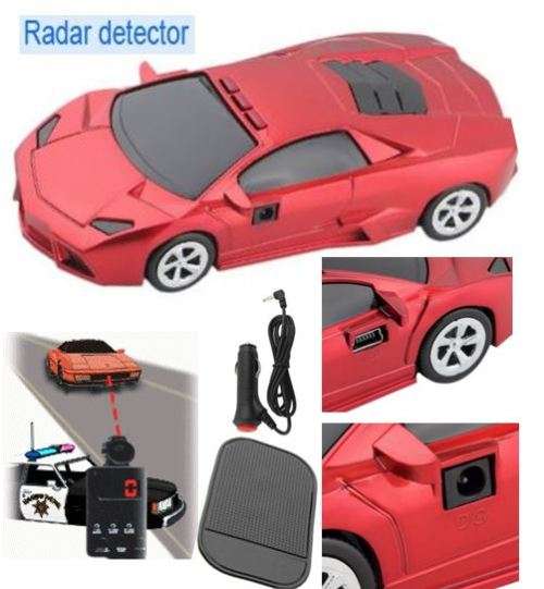 Red Ferrari Laser Radar Detector - DC & USB, Voice Alert, 360 Degree Protection, & Support GPS