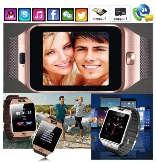 Smartphone Watch, SIM CARD, Bluetooth, Camera, Sleep Monitor, SD Card, MP3 - GOLD, SILVER & WHITE