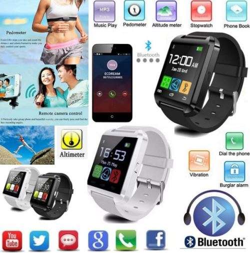 U80 Bluetooth Smartwatch for Android - Pedometer, Sleep Monitor, Drink Reminder etc - BLACK / WHITE