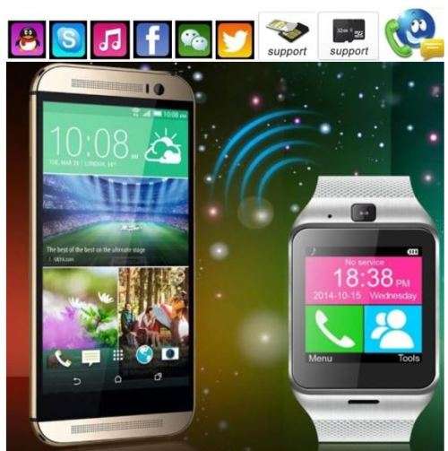 Smart Watch Phone -  SIM CARD, Bluetooth, Camera, Sleep Monitor, SD Card, MP3 etc. - Silver