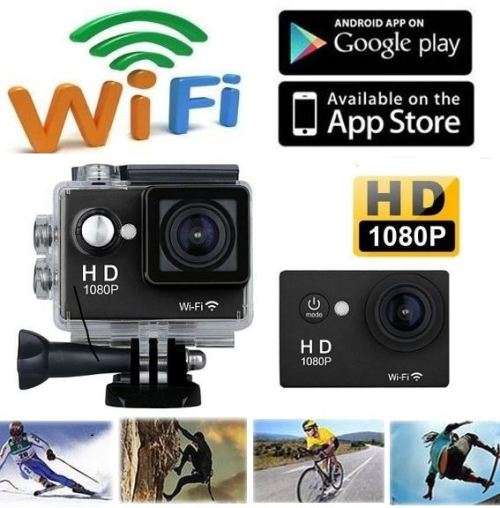 2" HDMI HDR 1080P Action Sport Cam - WI-FI, Waterproof, LCD Screen, Remote Control FULL SET - BLACK
