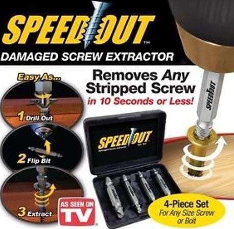 4 Piece Screw & Bolt Extractor Drill Bitts & Guide Set - Broken Easy Out Fastener Kit