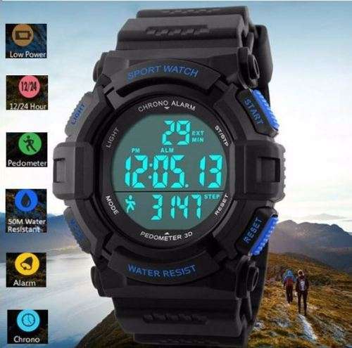 SKMEI 3D Waterproof PEDOMETER, Fitness & Sport Watch - Alarm, Auto Date, Chronograph etc - 2 Colours
