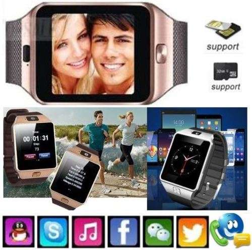 Smartphone Watch, SIM CARD, Bluetooth, Camera, Sleep Monitor, SD Card, MP3 - GOLD, SILVER & WHITE