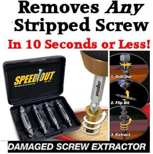 4 Piece Screw & Bolt Extractor Drill Bitts & Guide Set - Broken Easy Out Fastener Kit