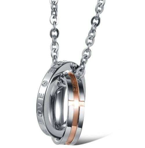 Elegant 316L Stainless Steel Eternal Love Diamante Link Chain Necklace for Men in Gift Box