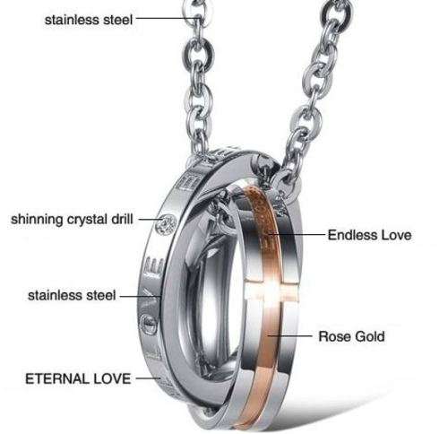 Elegant 316L Stainless Steel Eternal Love Diamante Link Chain Necklace for Men in Gift Box
