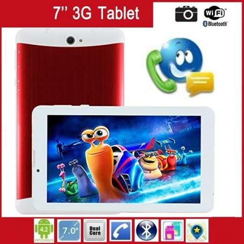 7" 3G Android Tablet Smartphone, Dual SIM Cards, Dual Cameras, GPS, Wi-Fi, Bluetooth - Rose Pink Red