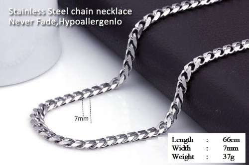 66cm 316L Stainless Steel 7mm Figaro Link Chain Necklace for Men in Complimentary Gift Box