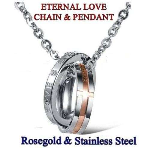 Elegant 316L Stainless Steel Eternal Love Diamante Link Chain Necklace for Men in Gift Box