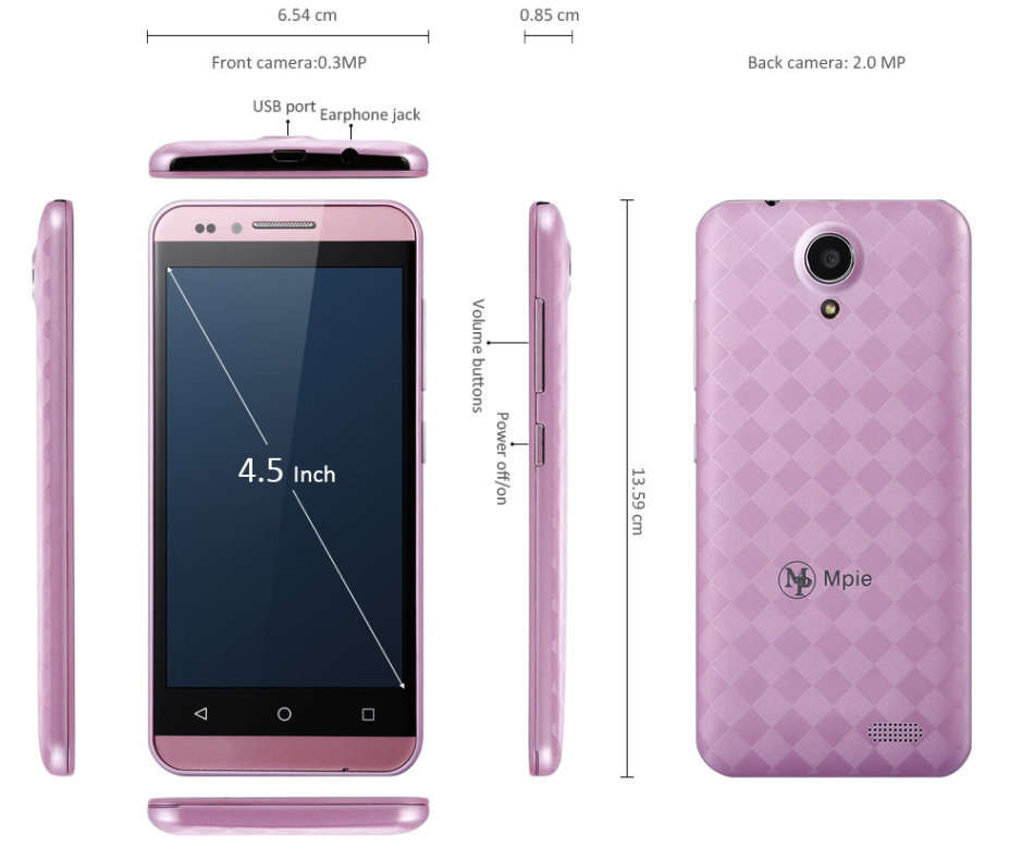 4.5" Android 5.1 Quad Core Smartphone, Wi-Fi, 3G, Bluetooth, Dual Sim & Camera, GPS,Gravity Sensor