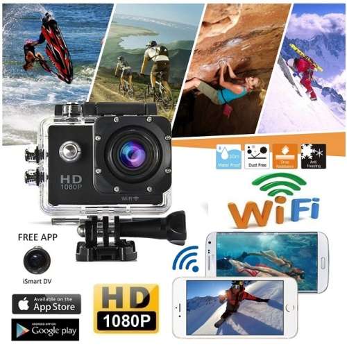 2" HDMI HDR 1080P Action Sport Cam - WI-FI, Waterproof, LCD Screen, Remote Control FULL SET - SILVER