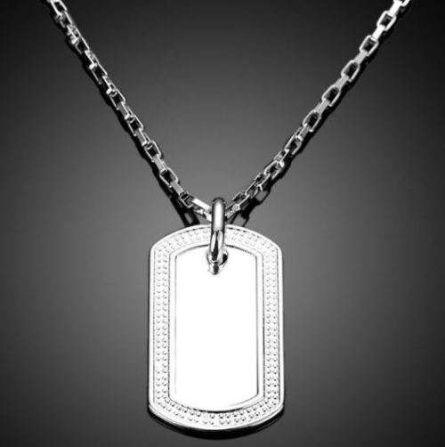 Stainless Steel Silver Chain With Dog Tag Pendant in Gift Box - Engrave Your Own Message